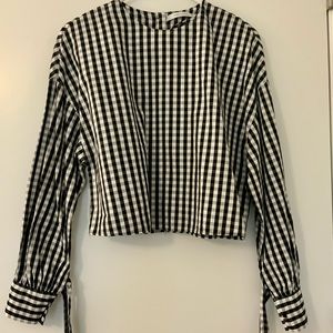 Zara black and white plaid top shirts
